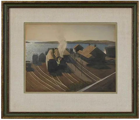 Station by Feodor Zakharov, 1935, watercolor and gouache, sold Dec 2019