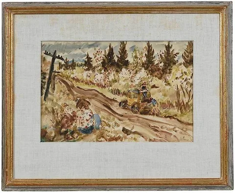 Waldo Peirce, Resting By The Road, 1939, watercolor on paper