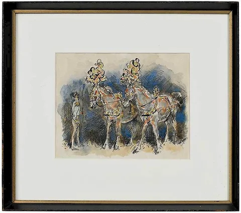 Walt Kuhn, Circus Horses, watercolor