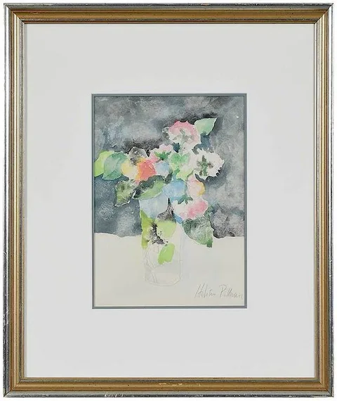 Hobson Pittman, Still life with flowers, watercolor