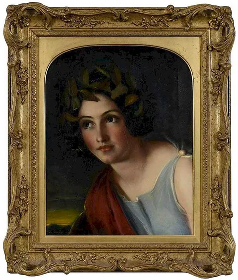 Edward Hopley, Classical Woman Wearing Laurel Wreath, oil on canvas