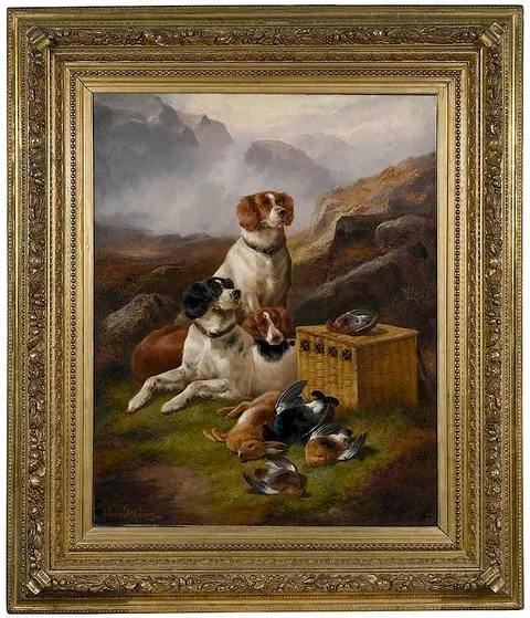 John Gifford, Setters with the Day's Bag, oil on canvas