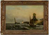 Alfred Montague, Fishing Vessel in Rough Water on Coast