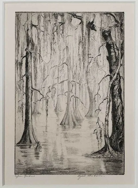 Cypress Gardens by Elizabeth O'Neill Verner, etching, sold Dec 2019