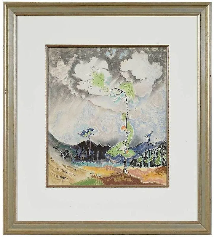 Untitled (Tree and Rain Clouds) signed lower right "Stevens by Will Henry Stevens, pastel on paper, offered Dec 2019