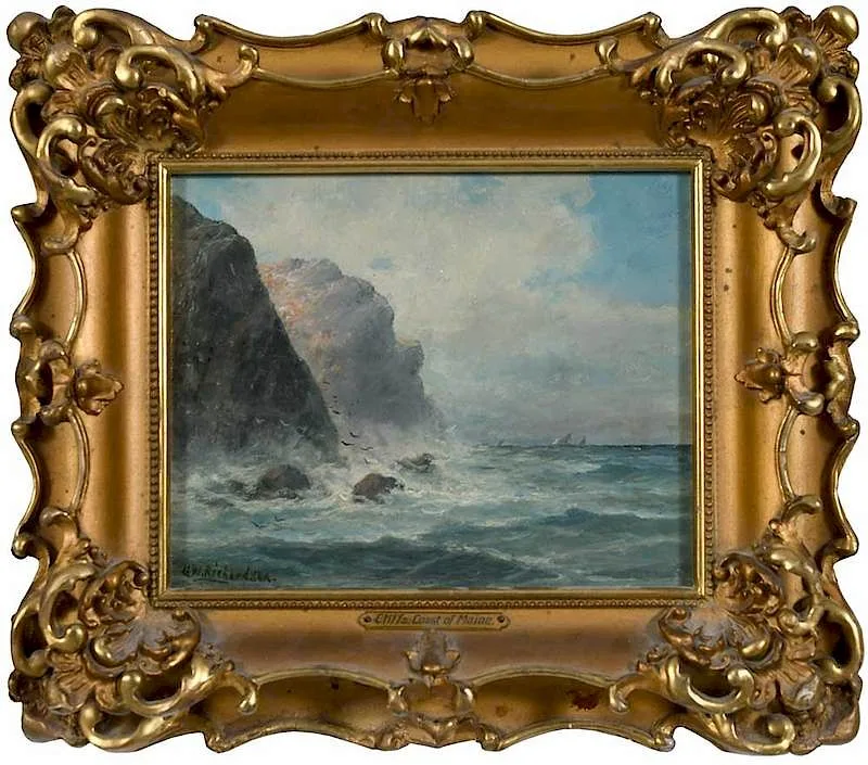 Cliffs, Coast of Maine by G.W. Richardson, oil on board, sold Dec 2019