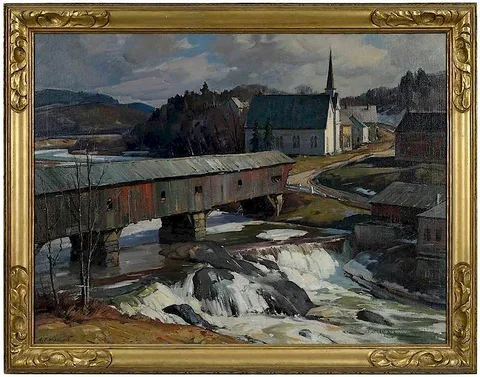 Aldro Thompson Hibbard, Bridge at Bath, New Hampshire, oil on canvas