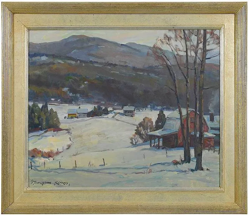 Stapleton Kearns, The Red Barn in Winter, 1993, oil on canvas