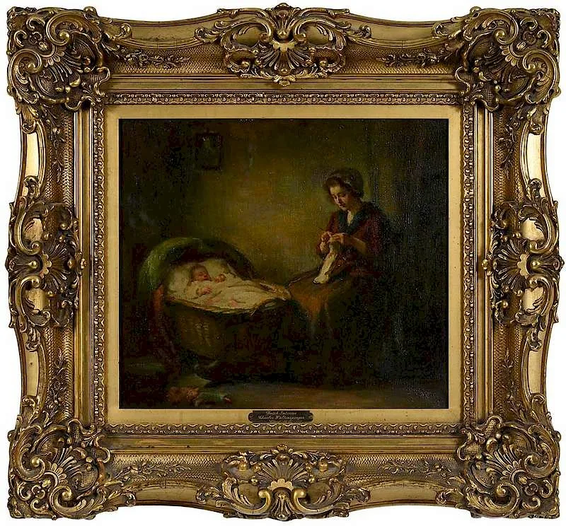 Charles E. Waltensperger, Dutch Interior, oil on canvas