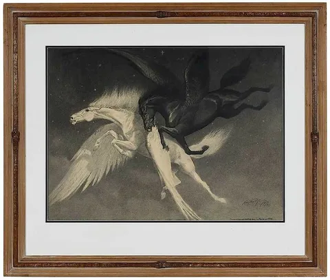 George Ford Morris, Black and White Pegasus, pencil and charcoal on paper