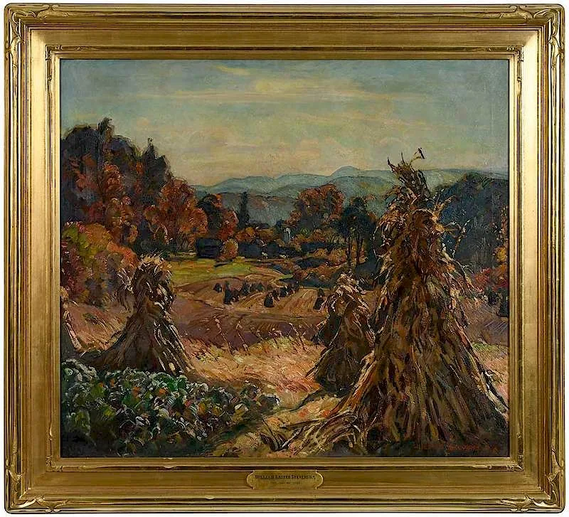 Cornshalks by William Lester Stevens, oil on canvas, offered Dec 2019