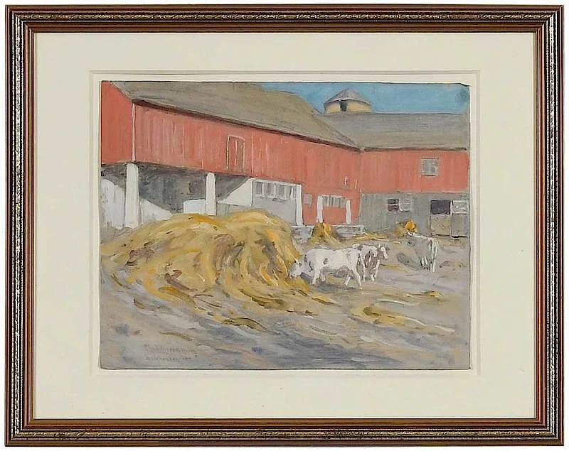 Charles Morris Young, The Red Barn, Delchester, 1926, mixed media on paper