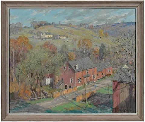 Charles Morris Young, Cornwall Bridge, oil on canvas