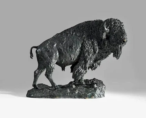 Henry Shrady, Buffalo-Monarch of the Plains, patinated bronze (112.5 lbs)