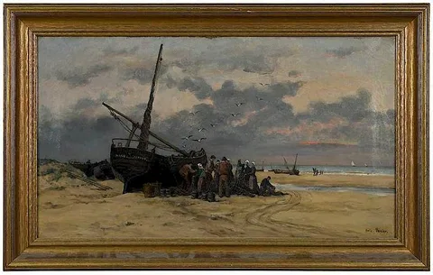 Fisher Folk by Émile Louis Vernier, oil on canvas, sold Dec 2019