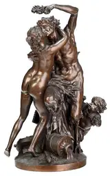 Michel Clodion, Bacchanalian Figural group, Pan with a Nymph