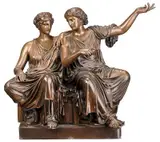 Auguste Clésinger, Two Classical Greek Women, after the antique by Pheidias for the east pediment of the Parthenon, interpreted without losses