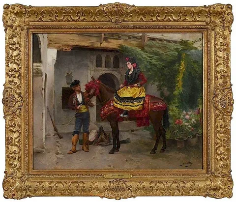 Jules Worms, The Arrival, oil on panel