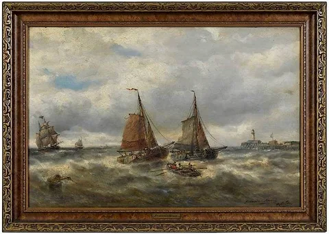 The Fishing Fleet, Ostend by François Musin, oil on panel, sold Dec 2019