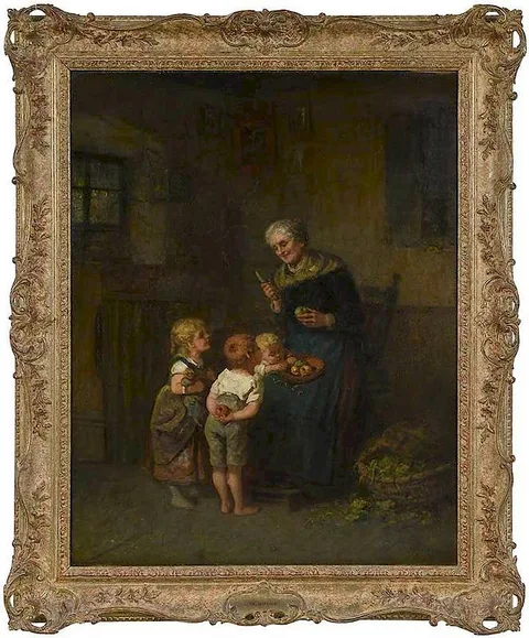 Wilhelm Rögge der Ältere, Sharing Apples, oil on canvas
