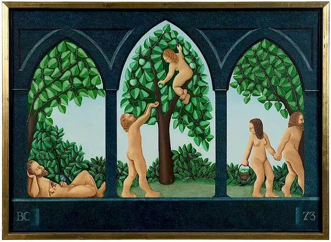 Barry Castle, Adam and Eve, 1973, oil on panel