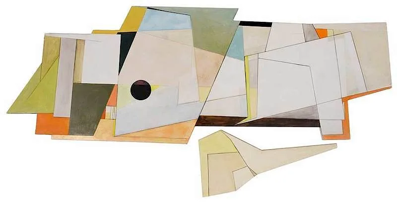 Untitled, abstract by William E. Minschew, oil on canvas on shaped stretcher, sold Dec 2019