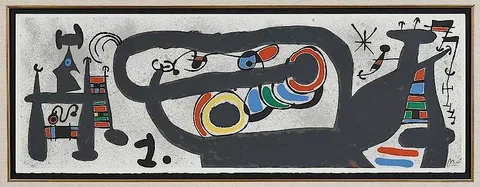 Joan Miró, Double page plate (folios 36 verso and 37) (M.828), 1971, lithograph on Rives paper with deckle edge below