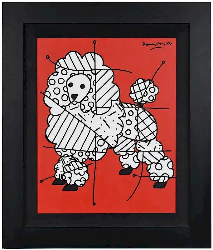 Paris (Poodle) 2004 by Romero Britto, acrylic on canvas, sold Dec 2019