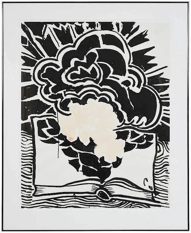 Open Book, not apparently signed by William Pachner, oil on paper, sold Dec 2019