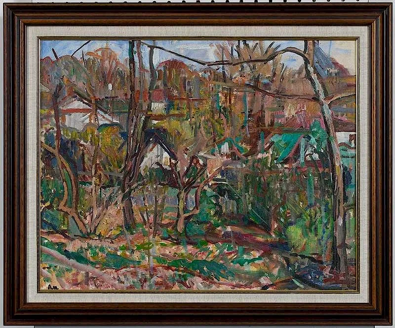 Andrew Martin, Hillside Town, oil on canvas