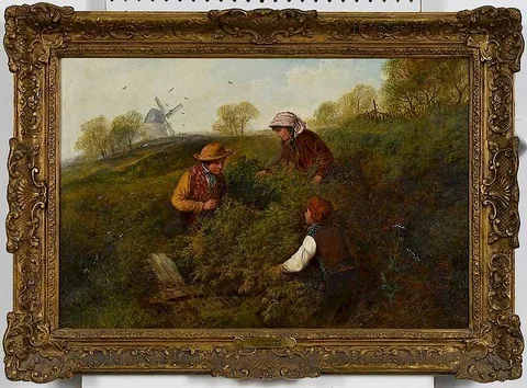The Bird's Nest by Alfred H. Green, oil on canvas, sold Dec 2019