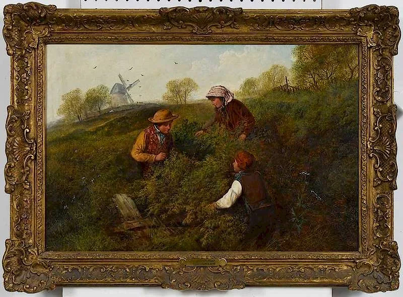The Bird's Nest by Alfred H. Green, oil on canvas, sold Dec 2019