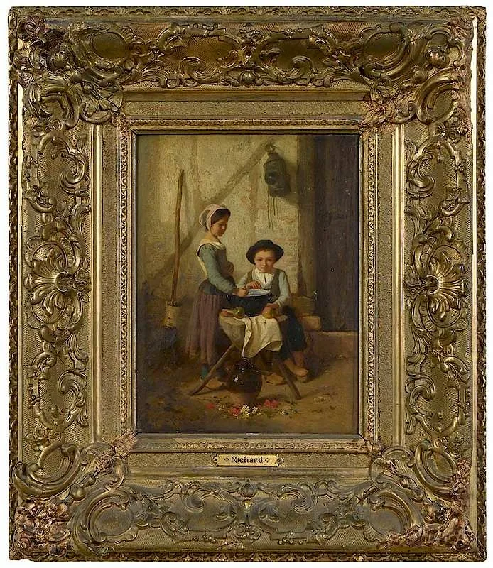 Adhémar Richard, A Break from the Day, oil on panel
