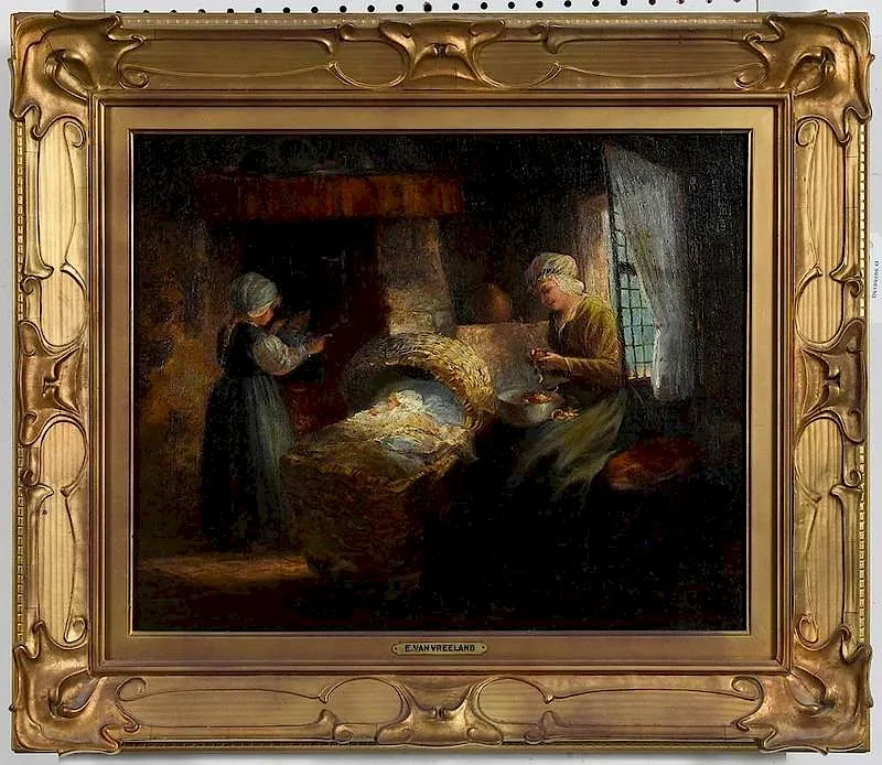 Dutch Interior by Francis Vreeland, oil on canvas, sold Dec 2019