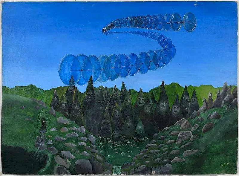 S. Andes, Surreal Landscape, oil on board