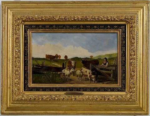 Ludwig Sellmayr, Calling the Livestock Home, oil on panel