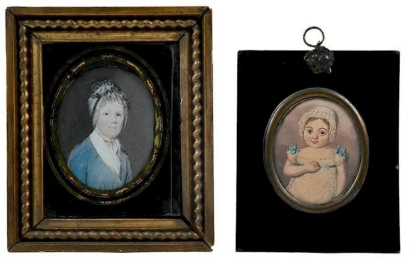 William M. S. Doyle, Portrait of an Old Woman, outfit highlighted with gum arabic, watercolor on ivory