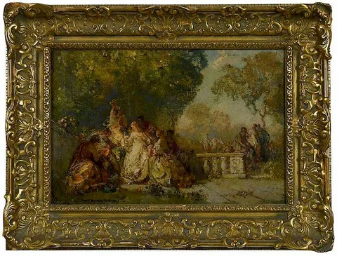 Frederick Ballard Williams, Ladies in Garden, oil on canvas