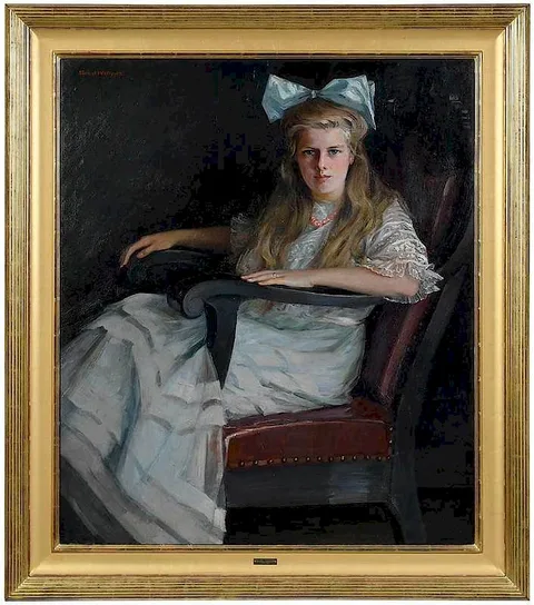 Portrait of a Young Lady by Susan Watkins, oil on canvas, sold Sep 2019