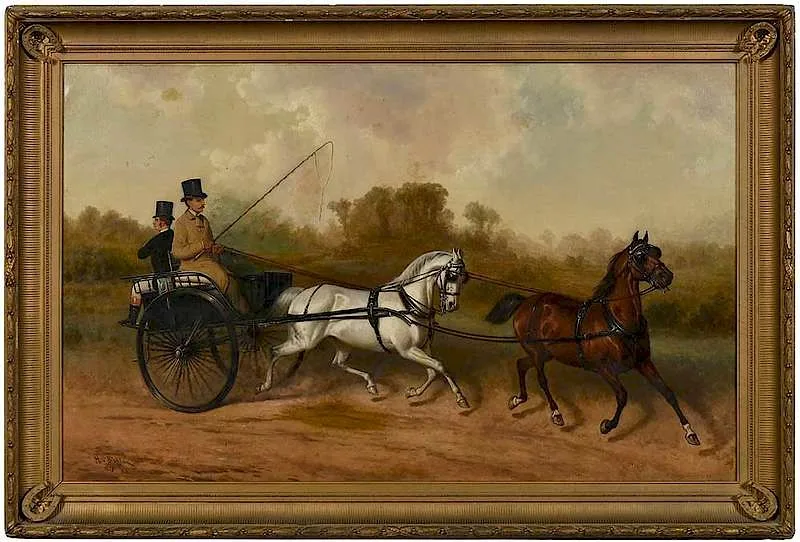 Henry Collins Bispham, Driving The Horse Trap, 1877, oil on canvas