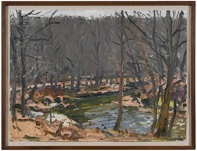 Dark Stream,ÿ signed lower left "Eugene Leake by Eugene Leake, oil on heavy paper, offered Sep 2019