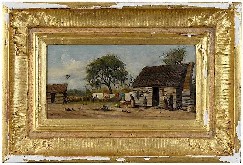 Cabin Scene by William Aiken Walker, oil on board, sold Sep 2019
