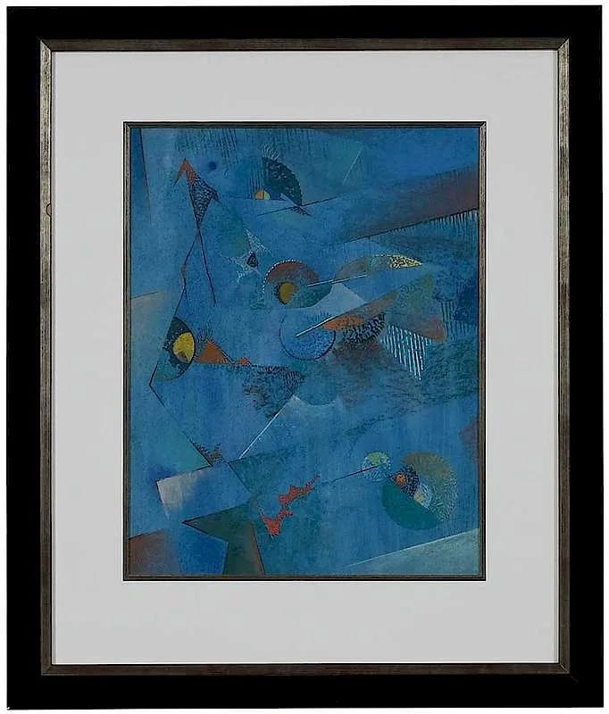 Will Henry Stevens, Blue Abstract, watercolor and pastel on paper