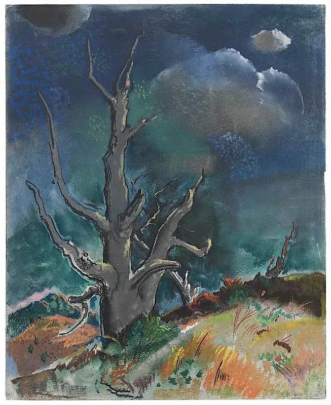 Dead Tree by Will Henry Stevens, pastel on paper, sold Sep 2019