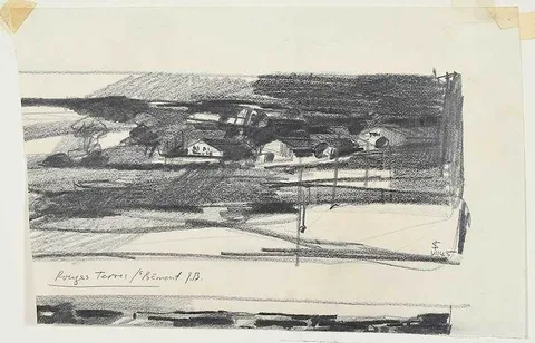 Lermite, Rouges Terres, sketch, graphite on paper