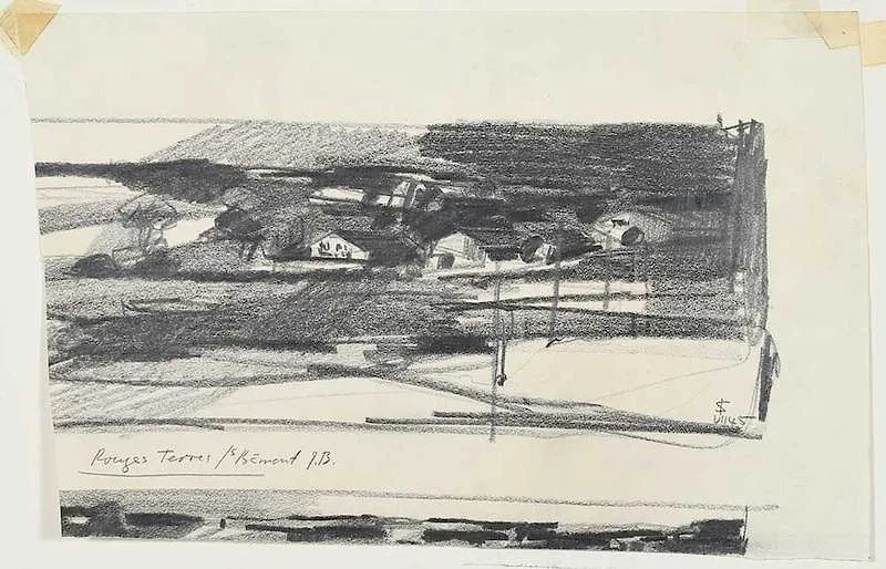 Lermite, Rouges Terres, sketch, graphite on paper