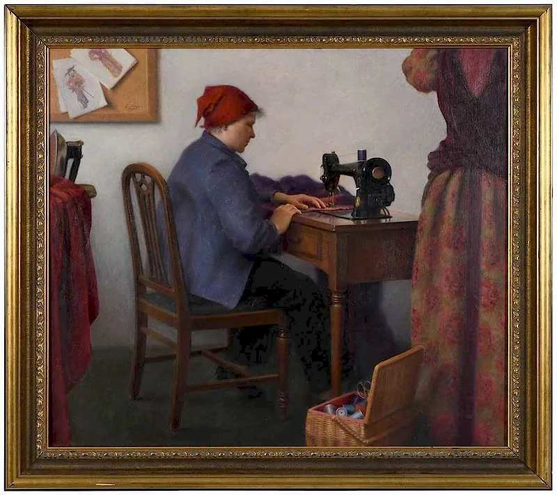 The Costume Maker by Jean Grapp, oil on canvas, offered Sep 2019