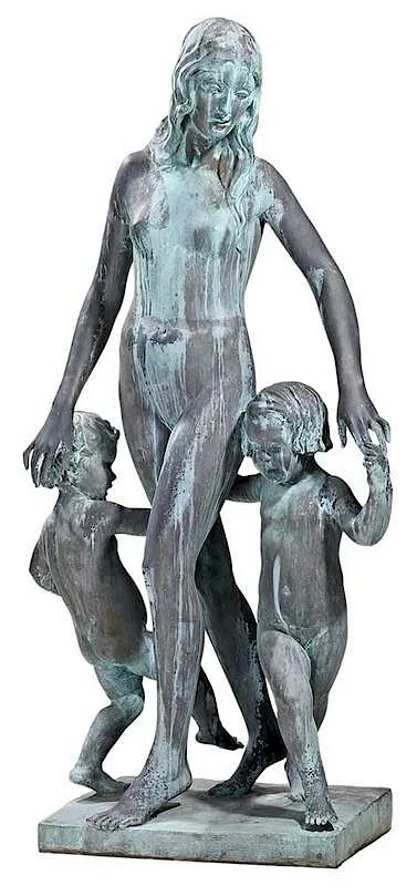 Charles Andrew Hafner, A Mother with Two Children, bronze
