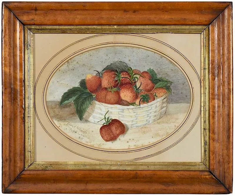 Ellen Willmott, Basket of Strawberries, 1845, watercolor on paper