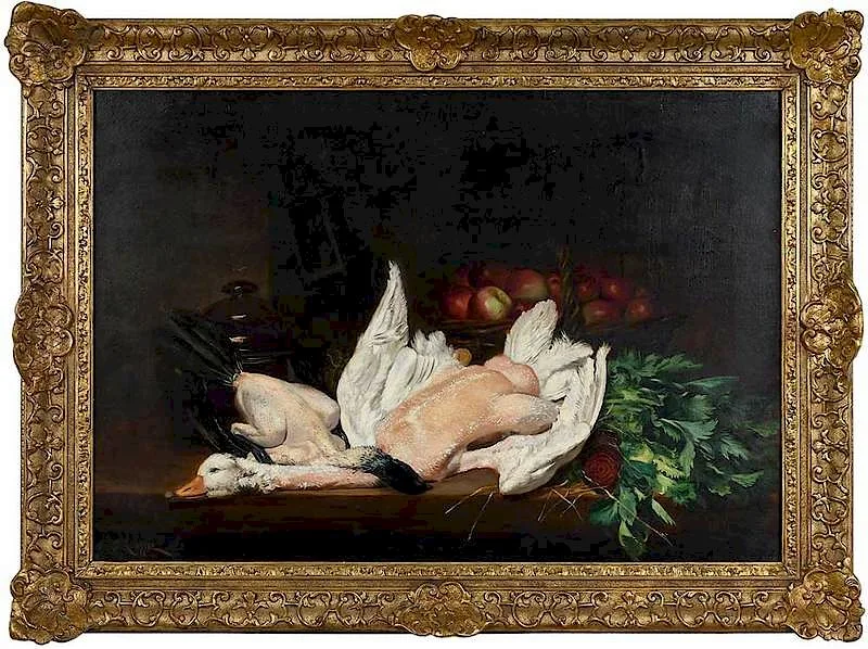 Nature Morte by F. Roussel, oil on canvas, offered Jul 2019